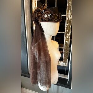 Brown Steampunk Hat with Veil